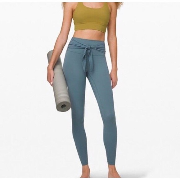 Lululemon Pants - Lululemon Align Women's Leggings Wrap Waist Blue Charcoal Soft Yoga Pants Size 4